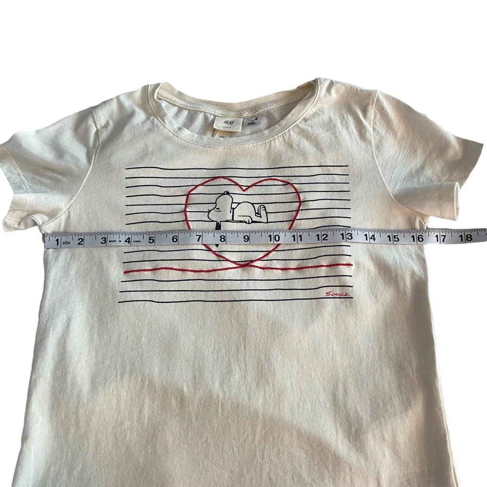 LOGG by H&M Snoopy in Heart Logo Cream T-shrit Size XS - Picture 5 of 7